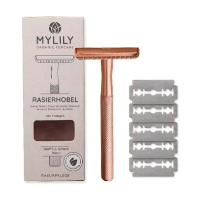 Afbeelding van MYLILY® scheermes inclusief 5 razer blade I uw perfecte scheerbeurt scheerapparaat vrouwen veiligheid dames intieme zone plasticvrij rosegold