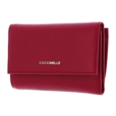 Afbeelding van COCCINELLE Leren Portemonnee Metallic Soft Wallet Grainy Leather Sangria (rood)paars