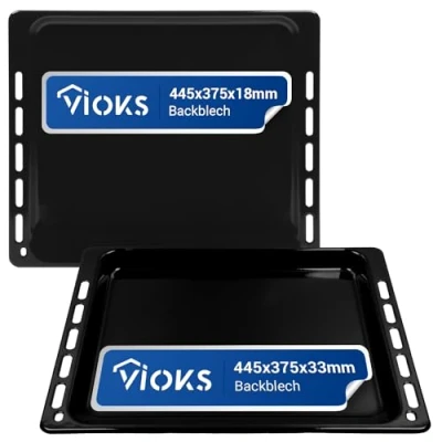 Afbeelding van VIOKS Set 2 x diepe bakplaat 45 37 cm / 445 375 mm vervanging voor Whirlpool Bauknecht 481241838128 &amp; 481010539879 vetpan oven diep geëmailleerd bakplaatset
