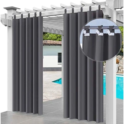 Afbeelding van Outdoor gordijn lusgordijn 220 x 155 cm tuinhuisjes balkon gordijnen verduisteringsgordijnen met lussen, waterdicht voor paviljoen strandhuis (1 paneel) grafiet [129]