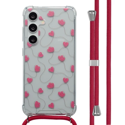 Afbeelding van imoshion Hoesje Geschikt voor Samsung Galaxy S24 Design met Koord Dusty Rose Connected Hearts