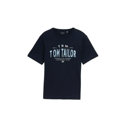 Afbeelding van TOM Tailor SLUB Tshirt print, Heren, Maat: Medium, Sky captain blue