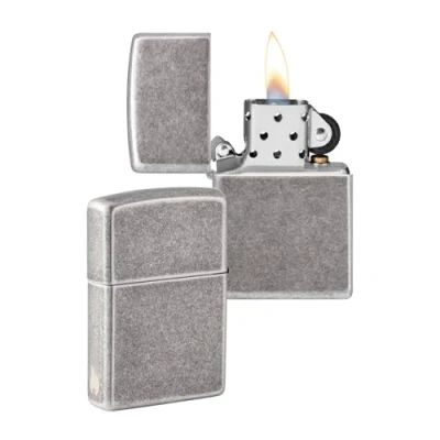 Afbeelding van Zippo vlammenmodel antiek zilver lasergravure winddicht, navulbaar, in hoogwaardige geschenkdoos