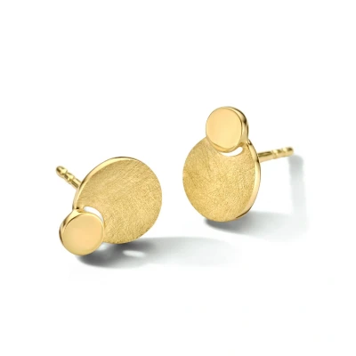 Afbeelding van Geelgouden Oorknoppen rond poli/mat 4024243 Oorbellen horloge Goudkleur