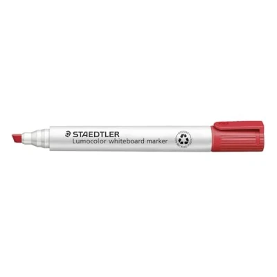Afbeelding van Staedtler Lumocolor 351 B 2 whiteboard marker (wigpunt ca. of 5 mm lijnbreedte, hoge kwaliteit, droog en zonder resten afwasbaar van whiteboards, kartonnen etui met 10 stuks) rood