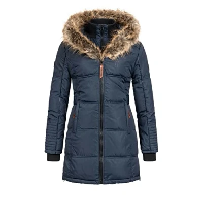 Afbeelding van Geographical Norway BEAUTIFUL LADY Warme Vrouwen Parka Dikke Jas met Valse Bont Kap Winter Wind Lange Voering Elegant Mode Cadeau (Navy XL)