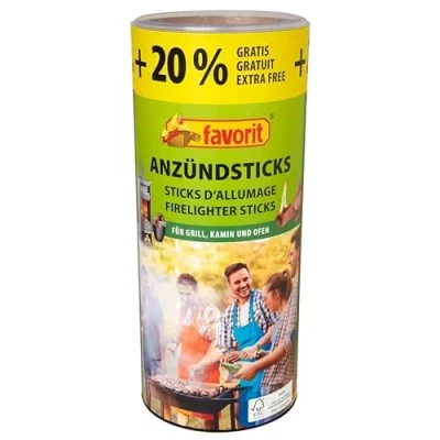 Afbeelding van Favorit 1257 aanmaakblokjes van natuurlijk hout; praktische echt hout en was, bijzonder brandsterk eenvoudig te gebruiken; in voorraaddoos, 100 stuks + 20% gratis