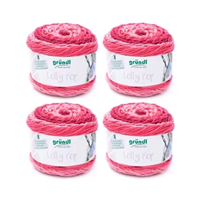 Afbeelding van Gründl Lolly Pop haak en breigaren (wolachtig wasbaar universeel garen, 100% polyacryl, 150 g/240 m, naalddikte: 5 6, 4 x g), Pink Swirl, 24 10 cm