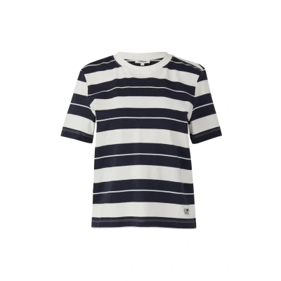 Afbeelding van s.Oliver Streifenmit Patch Tshirt print, Dames, Maat: 34, Navy