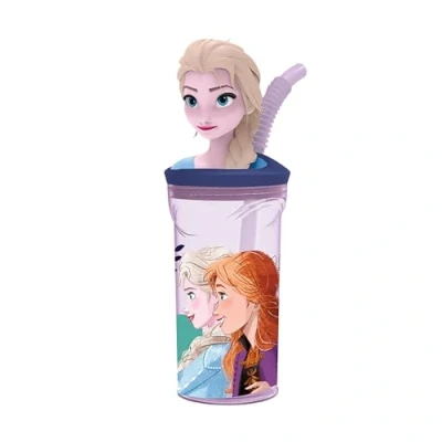 Afbeelding van p:os 35481 Frozen the Ice Queen drinkbeker voor kinderen met geïntegreerd rietje, deksel en 3D figuur, een inhoud van ca. 360 ml, ideaal koude dranken