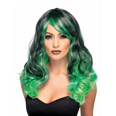 Afbeelding van Smiffys Ombre Bewitching Pruik Groen/Zwart