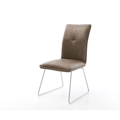 Afbeelding van Gestoffeerde stoel Maddy Flex slipframe roestvrij staal taupe vintage
