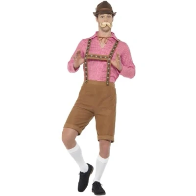 Afbeelding van Smiffy&#039;s Boeren Tirol &amp; Oktoberfest Kostuum Schuhplattler Schumi Lederhosen Man Bruin XL Bierfeest Verkleedkleding