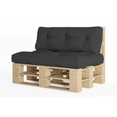 Afbeelding van Chilly Pilley Palletkussen Schuimvlokken Palletmeubilair Palletbank Rugleuning Zitkussen Zijkussenset (Set Van 2 Zwart)