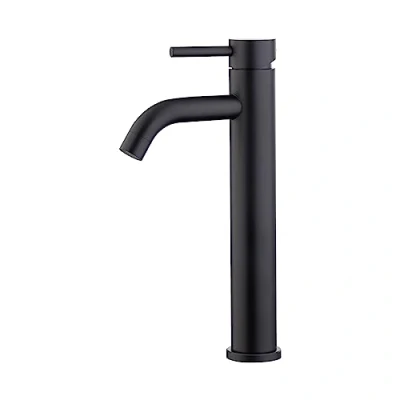 Afbeelding van Ibergrif Hoge Wastafel Mixer Tap, Badkamer Mengkraan, Hoogbouw Enkele Hendel Chroom Zwart M11203B