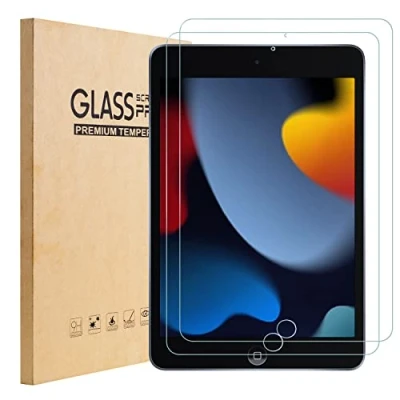 Afbeelding van TopEsct 2 stuks schermbeschermer voor iPad 10,2 inch, gehard glas film Apple 2021 2020 2019 (9e/8e/7e generatie), 9H hardheid, ultra helder, krasbestendig, 7/iPad 8/iPad 9