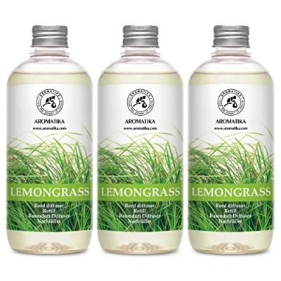 Afbeelding van Navulling Geurstokjes Citroengras 3x500ml Intensieve Verse Langdurige en Frisse Geur Verdampingsduur van 50 Weken Per Fles Aromatherapie Luchtverfrisser Huisparfum Geurolie Hergebruik Geurverspreider Aromatika