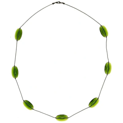Afbeelding van Behave Lange ketting goud kleur met groene kralen 94 cm