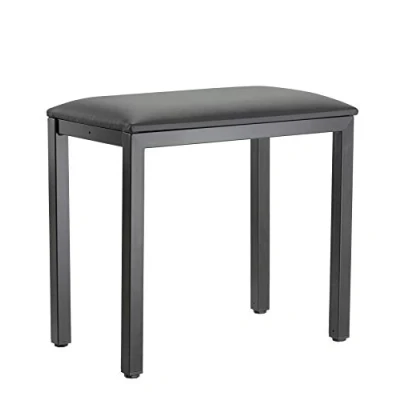 Afbeelding van K&amp;M 14088 Pianobank zwart staal, kunstleer vierpotige toetsenbordbekleding robuust voorgemonteerd stalen frame