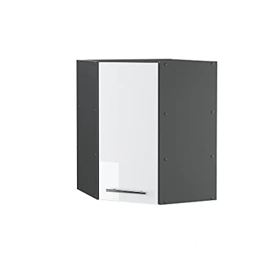 Afbeelding van Vicco Hoek hangkast &quot;Fame Line&quot;, Wit Hoogglans/Antraciet, 57 cm