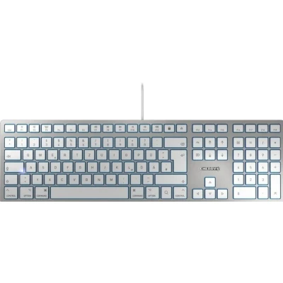 Afbeelding van CHERRY KC 6000 SLIM VOOR MAC, Amerikaanse indeling, QWERTY toetsenbord, bedraad Mac schaarmechanisme, ultraplat ontwerp, wit zilver