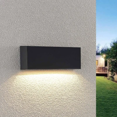 Afbeelding van Lindby LED buiten wandlamp Jarte, 24 cm, down, donkergrijs