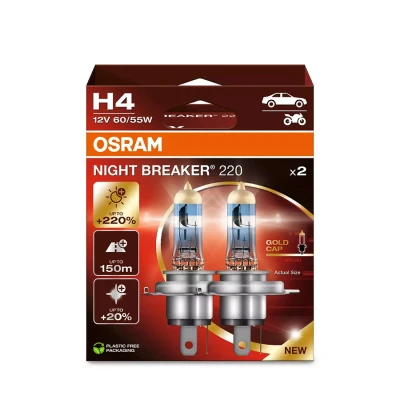 Afbeelding van Osram H4 Night Breaker 220 +220% 64193NB220 halogeen lampen