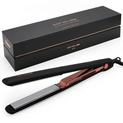 Afbeelding van Corioliss C3 Professioneel Stijltang Extra Lange Titanium Platen Perfect voor steilen en krullen Tot 235 Ionisch Antifrizz Zwart Koper Soft Touch