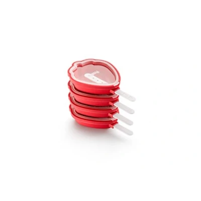 Afbeelding van Lékué set van 4 ijsjesvormen uit silicone en kunststof aardbei 15.4x9.3x3.2cm