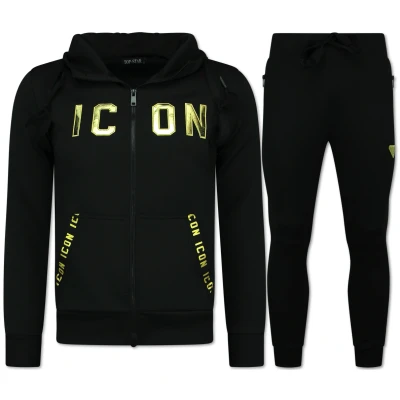 Afbeelding van Joggingpak ICON Trainingspakken Heren Huispak Zwart Goud Maat XXXL