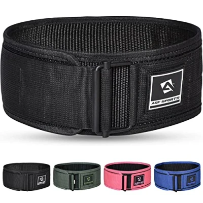 Afbeelding van AQF Gewichtheffen Riem, 10.2cm Zelfsluitende Nylon Gym Riem Voor Functionele Training Bodybuilding, Powerlifting, Deadlifting Squat En Workout Mannen Vrouwen (XS, Zwart)