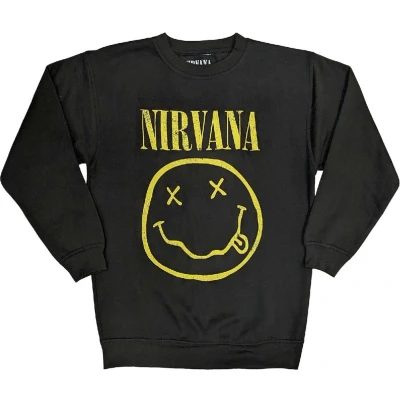 Afbeelding van Nirvana Yellow Happy Face Sweater/trui S Zwart