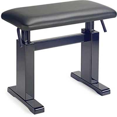 Afbeelding van Stagg PBH780 BKP LBK pianobank hoogglans zwart met leren zitting