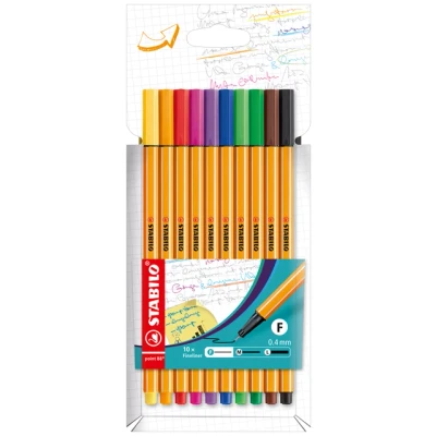 Afbeelding van Fineliner STABILO point 88/10 fijn assorti etui à 10 stuks