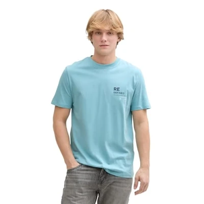 Afbeelding van TOM Tailor Denim Tshirt print, Heren, Maat: XXL, Dusty blue