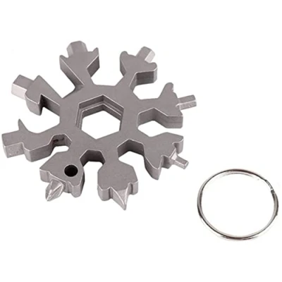 Afbeelding van 18 in 1 roestvrij staal sneeuwvlok multitool kaart sleutelhanger outdoor reizen camping multifunctioneel gereedschap, meerkleurig (zilver)