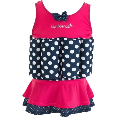 Afbeelding van Konfidence Drijfpakje/zwempak Lycra Roze/navy Stip Maat 2 3 Jaar