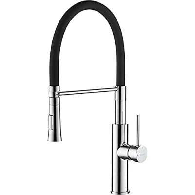 Afbeelding van Ibergrif M22115 2 Keukenkraan, 360 Draaibare Met Handdouche en Flexibele Uitloop, Chroom, Zwart