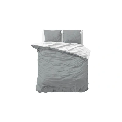 Afbeelding van Dekbedovertrek set Twin Face Wit/Grijs Y not Bestel gemakkelijk online Lits jumeaux 240x200/220