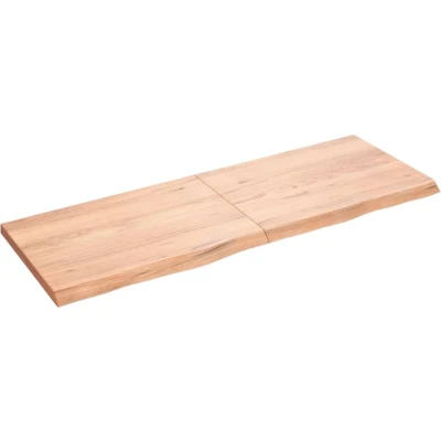 Afbeelding van Wastafelblad 140x50x4 behandeld massief hout lichtbruin