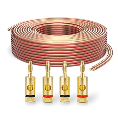 Afbeelding van PureLink Luidsprekerkabel OFC 2 x 2,50mm², (0,20mm), 50,0m, transparant, set met 8 banaanstekkers