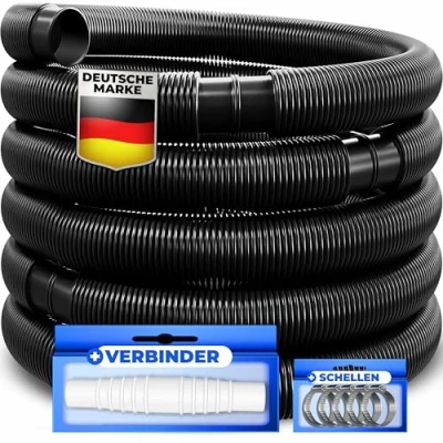 Afbeelding van KESSER® Zwembadslang 8m / Ø 32mm met moffen Solar slang voor zwembaden en zwemvijvers Zuigslang Pompslang Flexibele waterslang Zwart