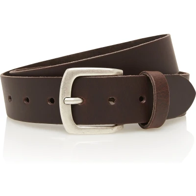 Afbeelding van Timbelt 4cm echt lederen bruine riem heren / dames bruin jeansriem Riemmaat 115 cm Totale lengte 130
