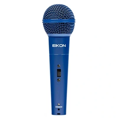 Afbeelding van Proel EIKON DM800BL Dynamische microfoon voor zang en karaoke, blauw + Cannon XLR 3P stekker op 3F bus 4,5 m, zwart