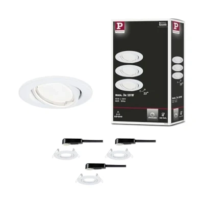 Afbeelding van Paulmann 93390 LED inbouwlamp 3 stuks zwenkbaar rond dimbaar inbouwspot wit spot metaal GU10