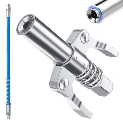 Afbeelding van CPYJW Vetsper mondstuk, vetspuit voor smeernippel, dubbele handgreep, G coupler vetpers, met 30 cm slang, vergrendelingstang, vetspankoppeling, geschikt standaard M6/M8/M10/M12/M14