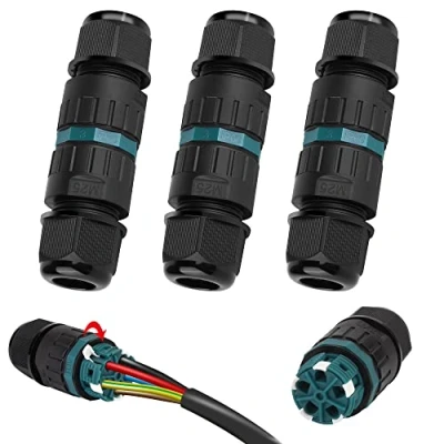 Afbeelding van Kabelverbinder, IP68 waterdicht, 5 polige aardkabel, verbindingsmof voor een kabeldiameter van 14 mm, 2 weg, aansluitdoos tuin, outdoor, vloer, 3 stuks