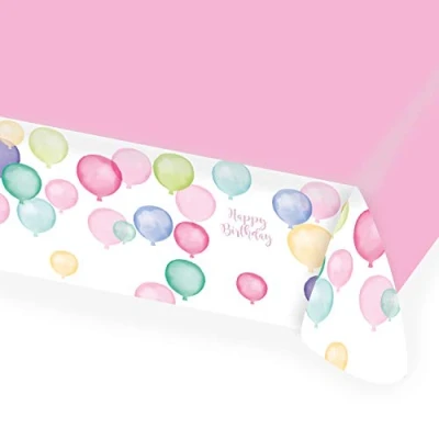 Afbeelding van Amscan 9903733 tafelkleed Happy Birthday pastel papier 115 x 175 cm, servies