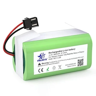 Afbeelding van MELASTA Vervangende Li Ion batterij, 14,4 V, 2600 mAh, geschikt voor Ecovacs Deebot N79 N79S DN622, compatibel met Tesvor 500 Eufy RoboVac 11, 11S, 11S Max 30 30C 12 15C 15T 35C Conga Excellence 990