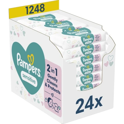 Afbeelding van Pampers Billendoekjes Sensitive Navulpak 24x52 = 1248 doekjes